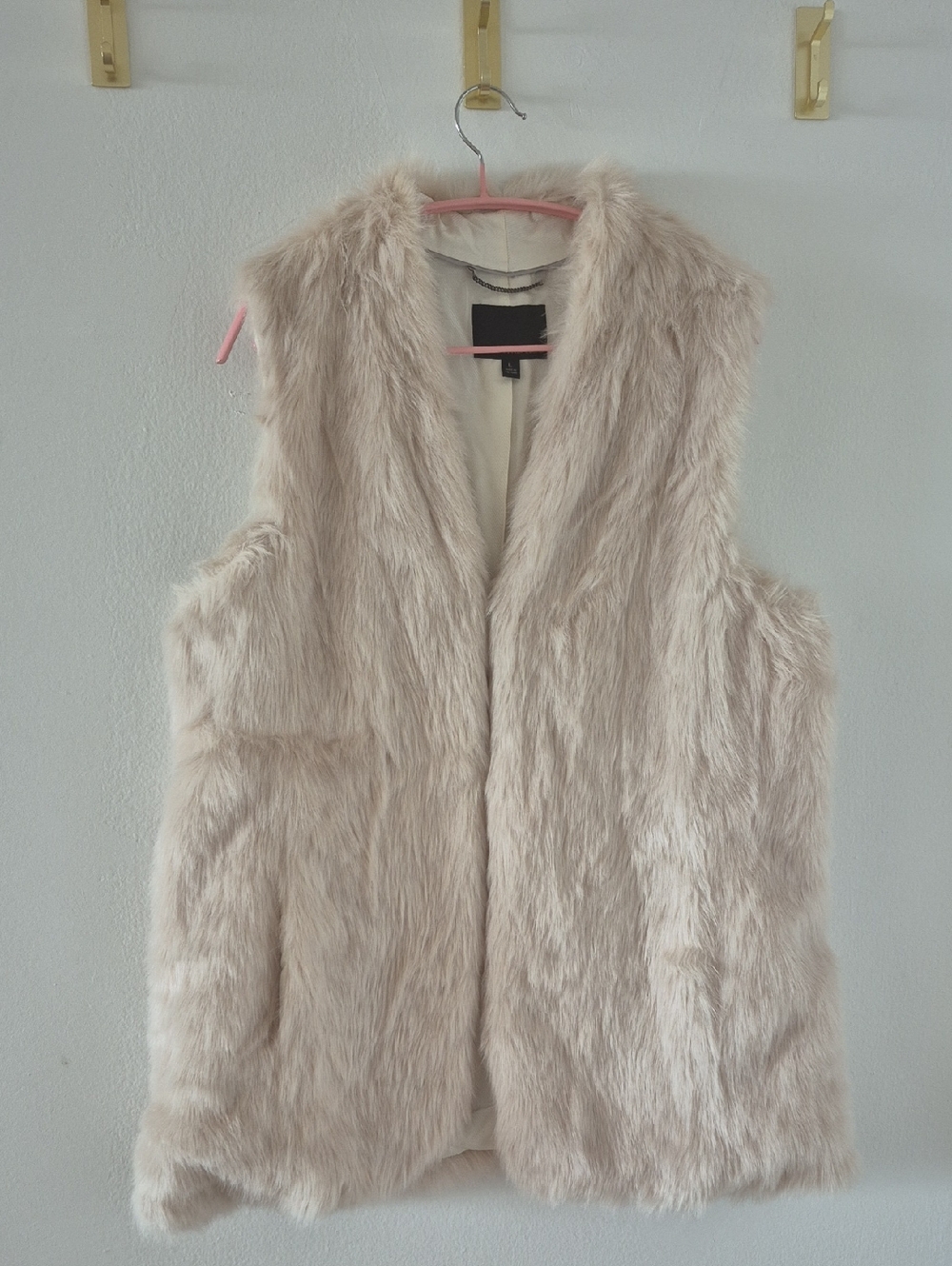 Banana Republic Light Cream Faux Fur Sleeveless Vest